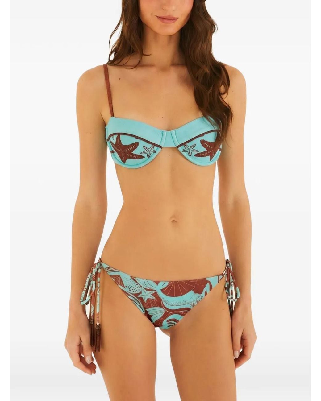 Farm Rio Green Graphic-Print Tie-Side Bikini Bottoms