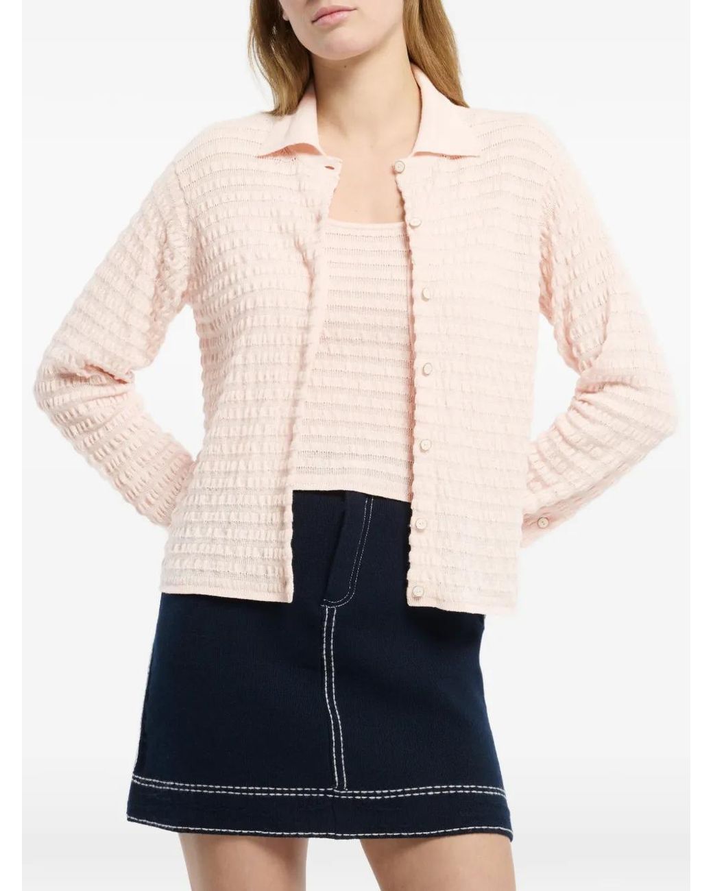 Barrie White Shirt Embossed Knitwear