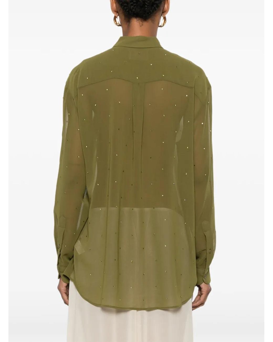Mc2 Saint Barth Green Brigitte Semi-Sheer Long-Sleeve Shirt