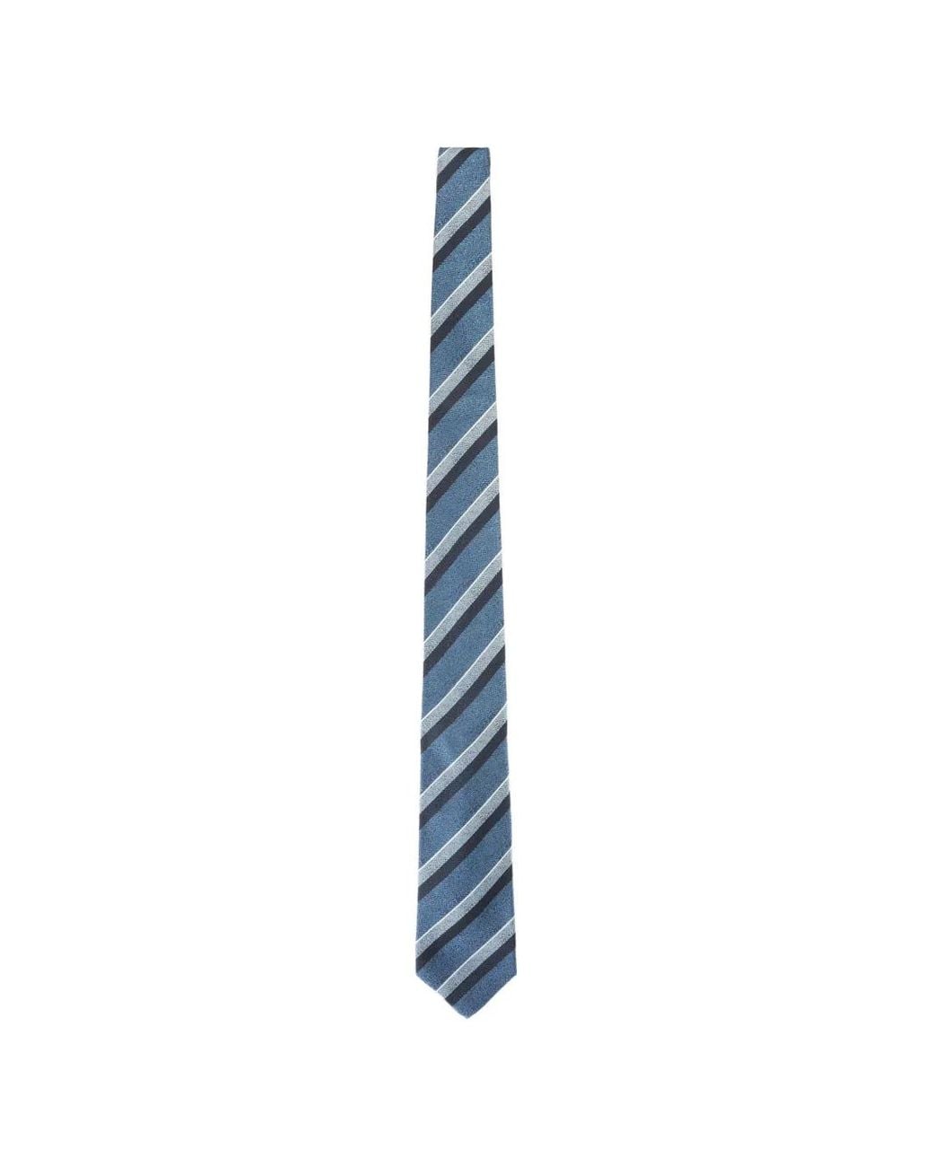 Kiton Blue Diagonal-Stripe Silk Tie for men