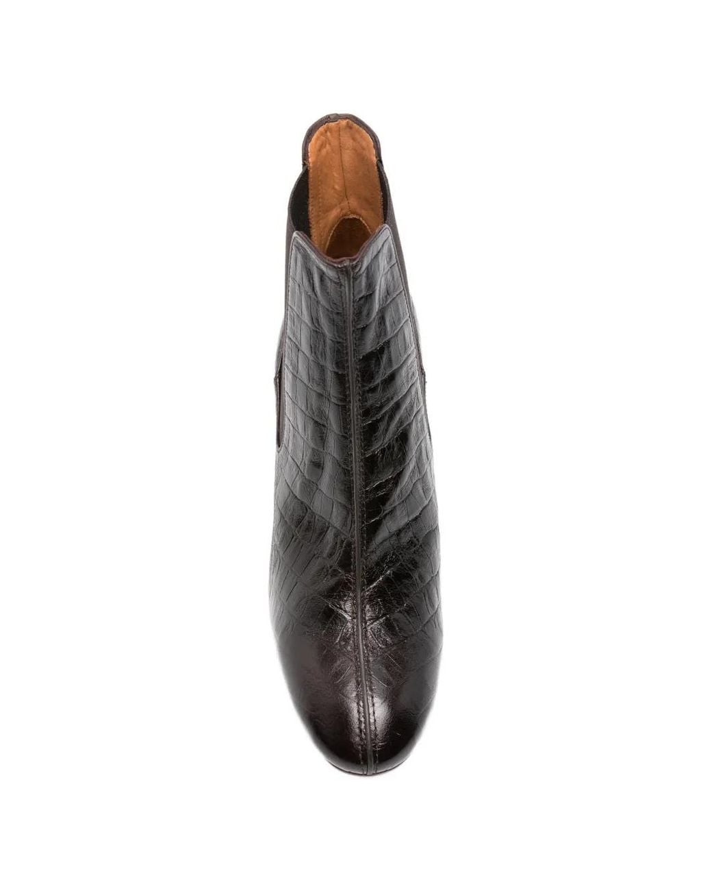 Chie Mihara Croc-Effect Ankle Boots in Black | Lyst