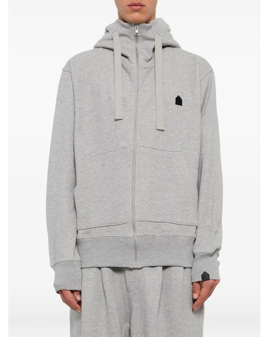 Noir Kei Ninomiya Gray Embroidered Zip-Up Hoodie for men