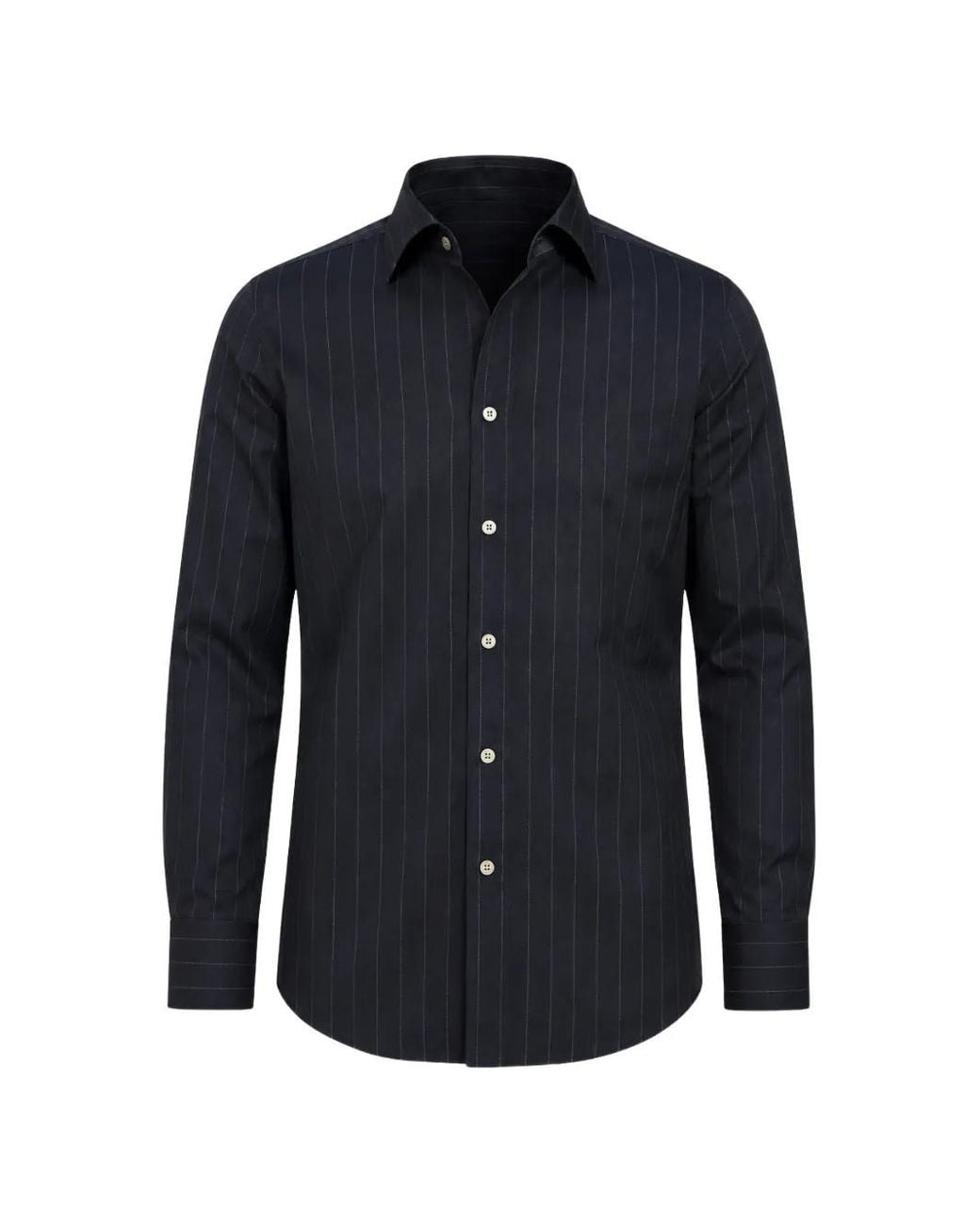 Franzese Collection Blue Pinstripe-Pattern Long-Sleeve Shirt for men