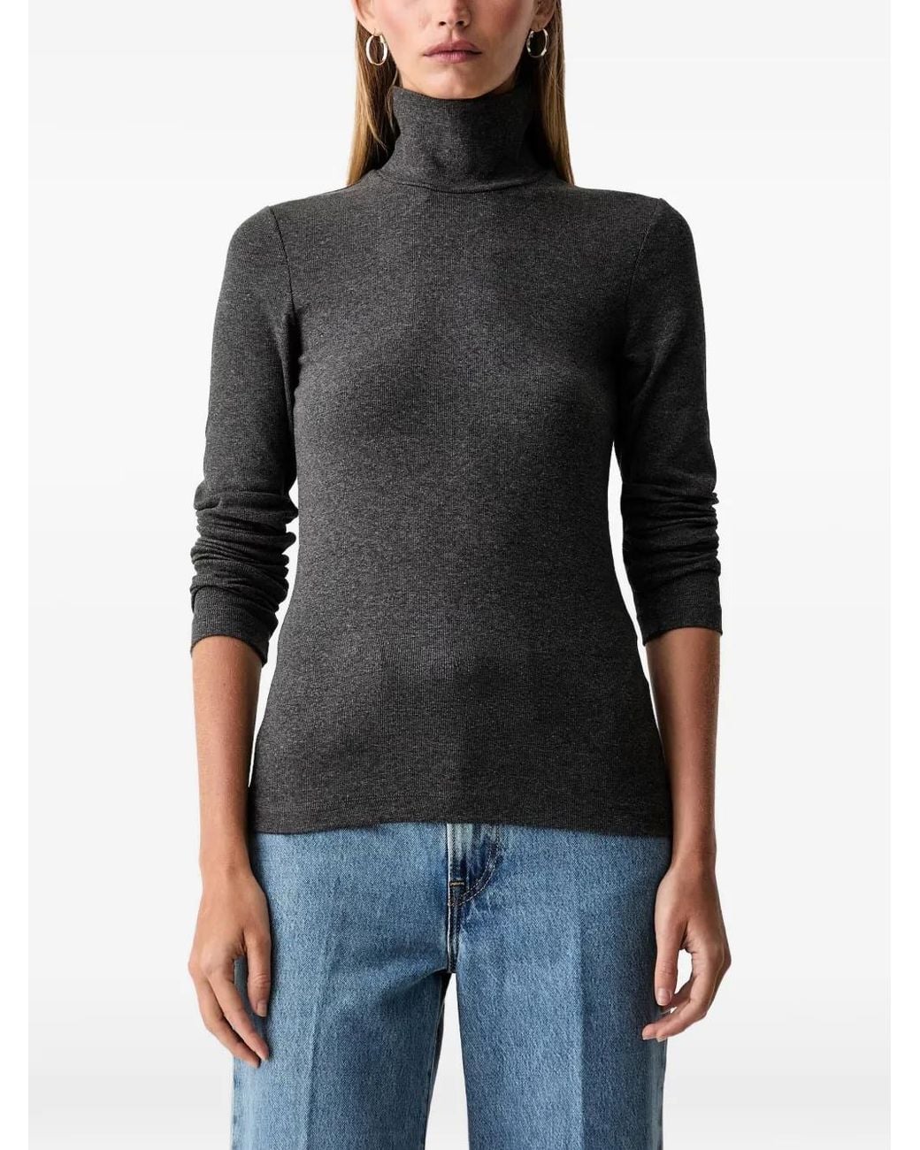 Marc O' Polo Black Ribbed-Knit Roll-Neck Top