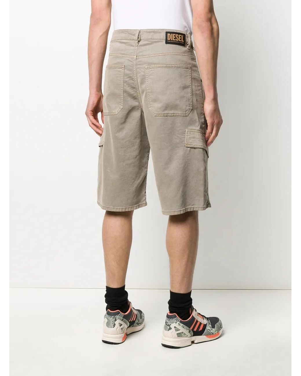 DIESEL Gray Plain Cargo Shorts for men