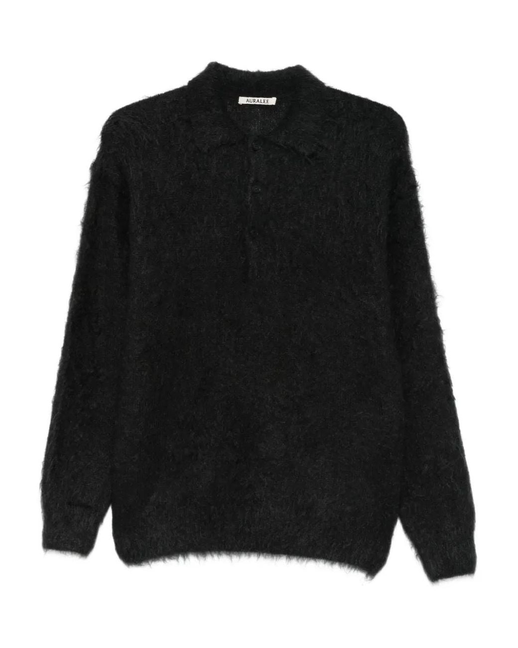 Auralee Black Long-Sleeve Polo Shirt for men
