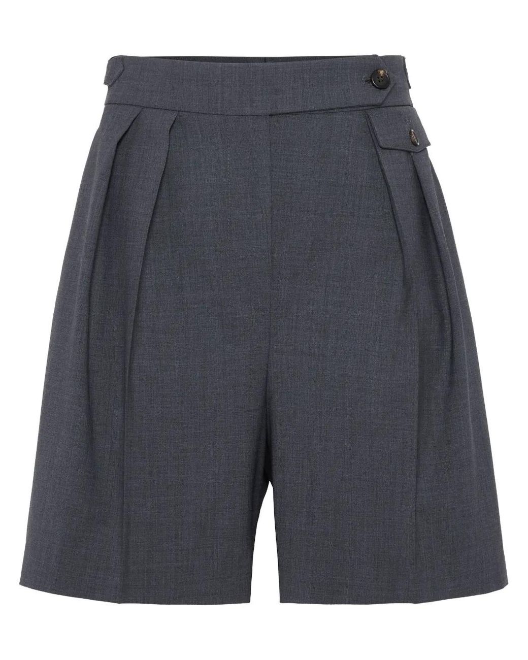 Brunello Cucinelli Blue Pleated Virgin Wool Shorts