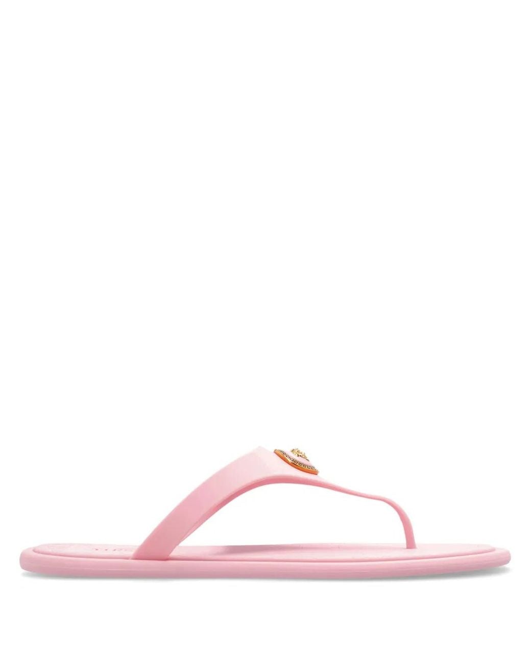 Versace Pink Thong-Style Sandals With Intricate Embossed Footbed