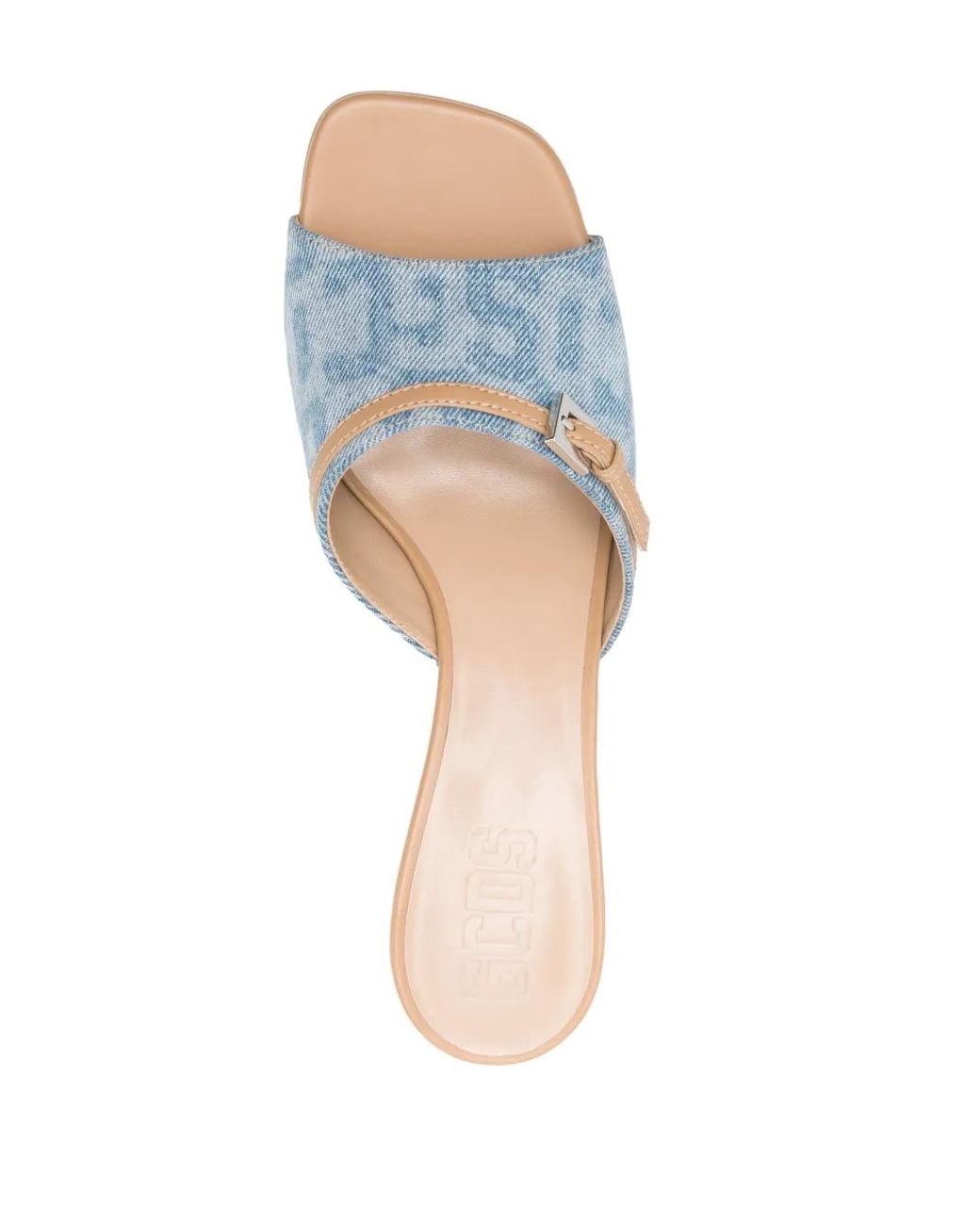 Gcds Blue Monogram-Pattern Leather Sandals