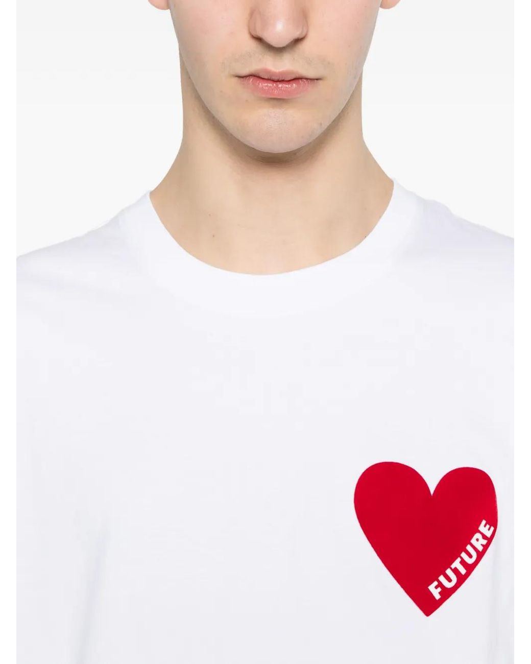 From Future White Heart-Print T-Shirt for men