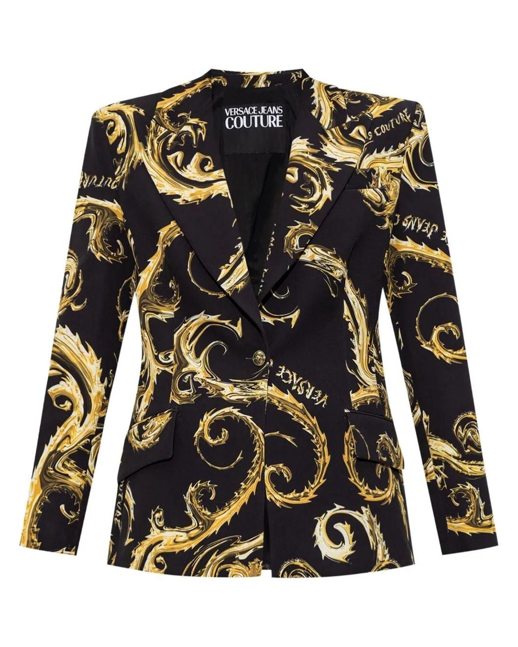 Versace Jeans Couture Black Barocco-Print Blazer
