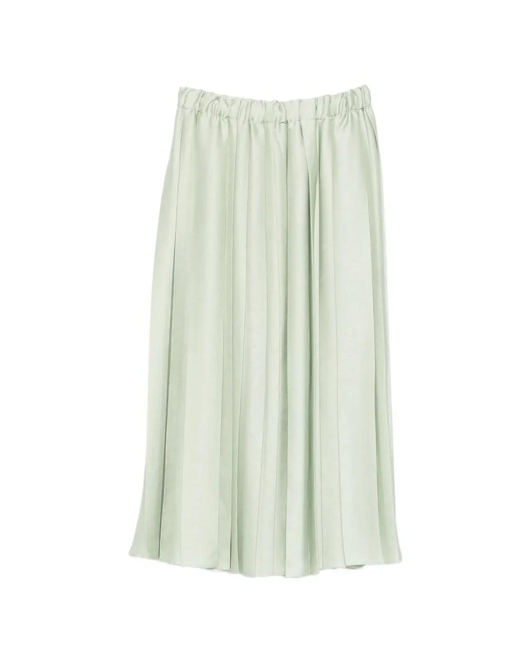 Tibi Green Pleated Elasticated-Waist Midi Skirt