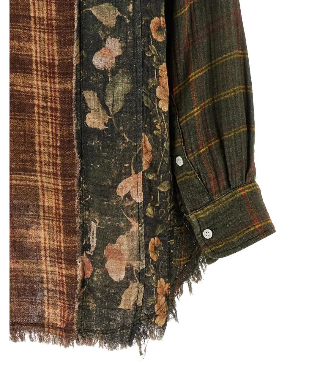 R13 Brown Checked Frayed Shirt