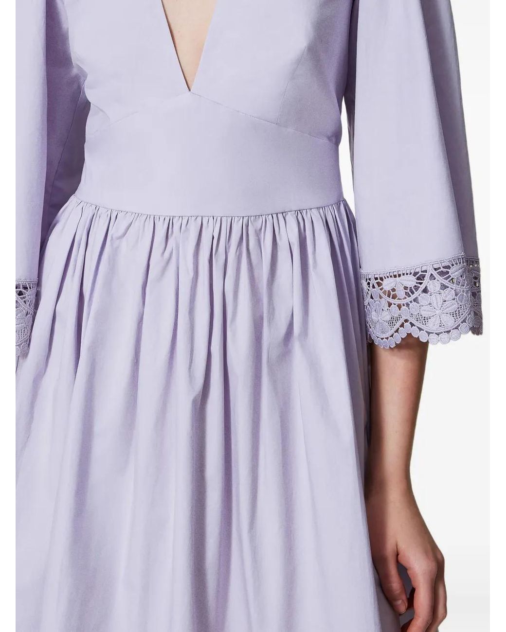 Twinset Lace-Trimmed Skater Dress in Purple | Lyst UK