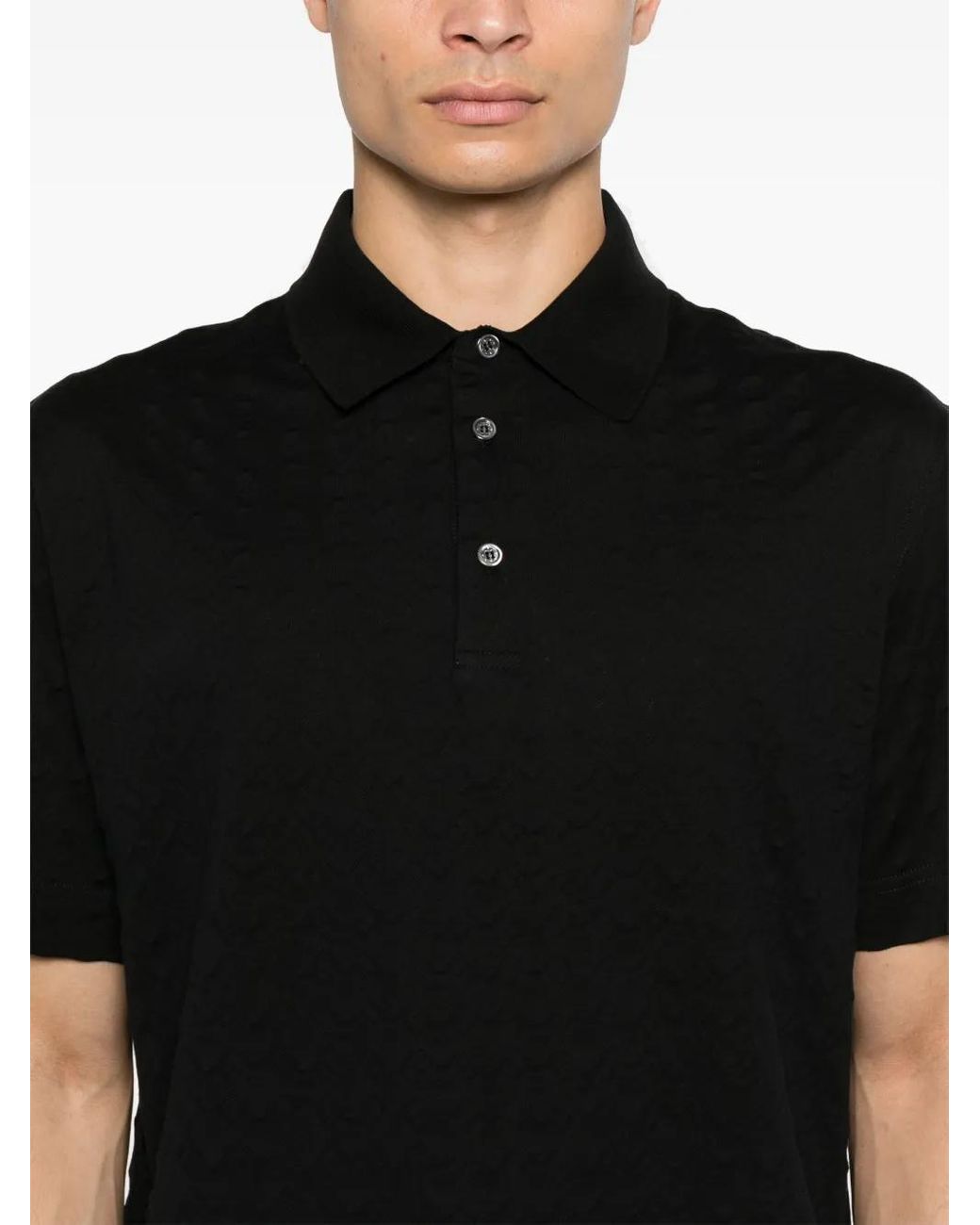 Givenchy Black 4G-Jacquard Polo Shirt for men