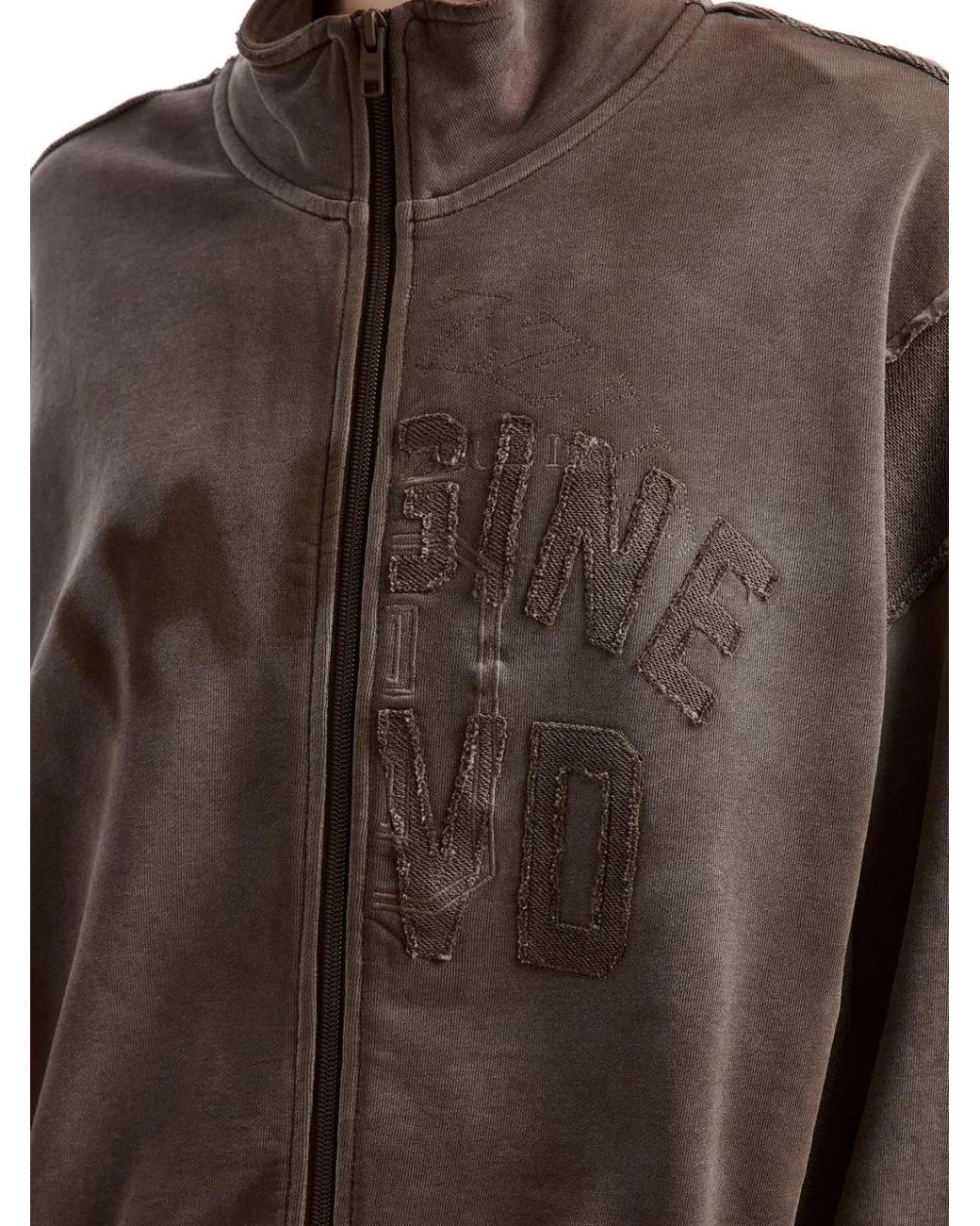 Izzue Brown Embroidered Zip-Up Hoodie