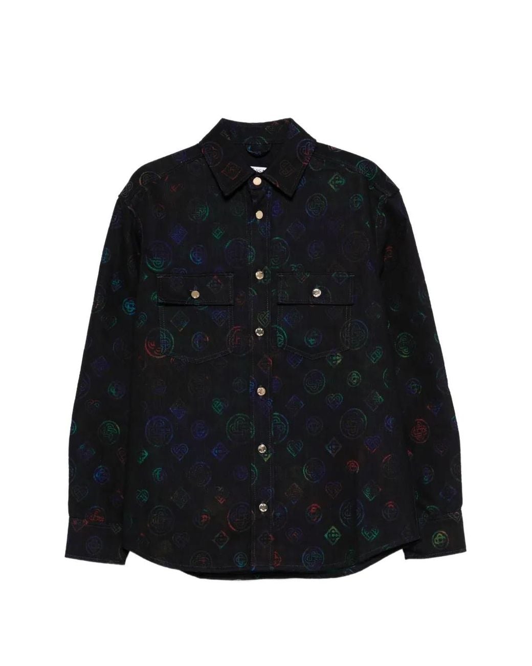 Casablanca Black Logo-Pattern Denim Shirt for men