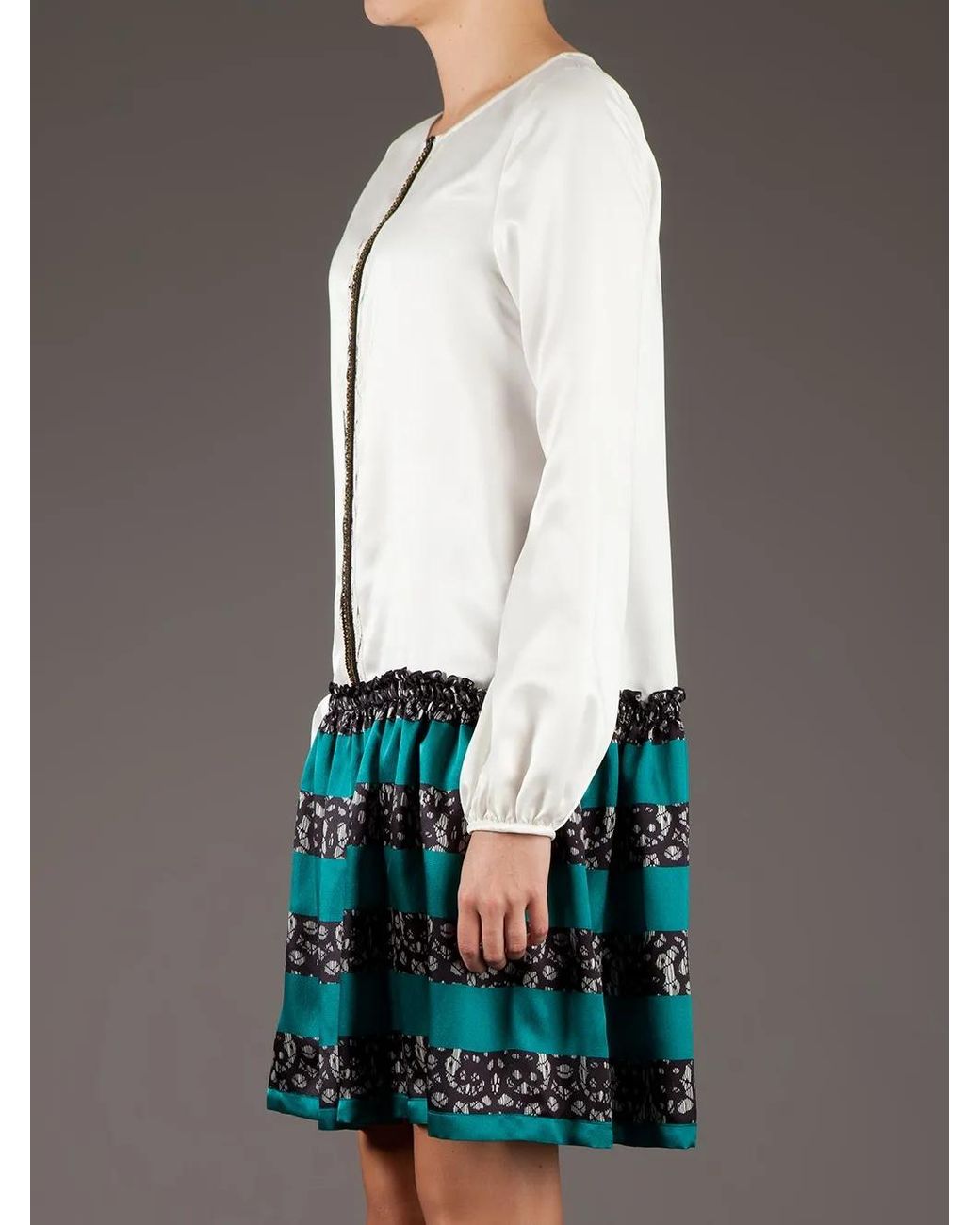 Twisty Parallel Universe White Contrast Shirt Dress