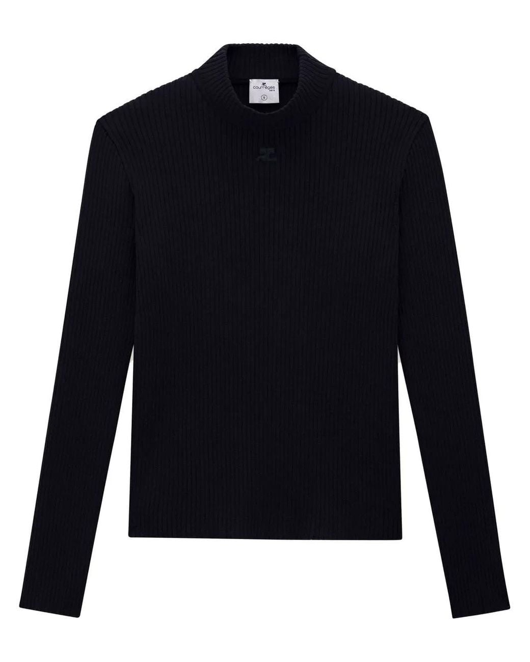 Courreges Blue Rib-Knit Mock-Neck Jumper for men