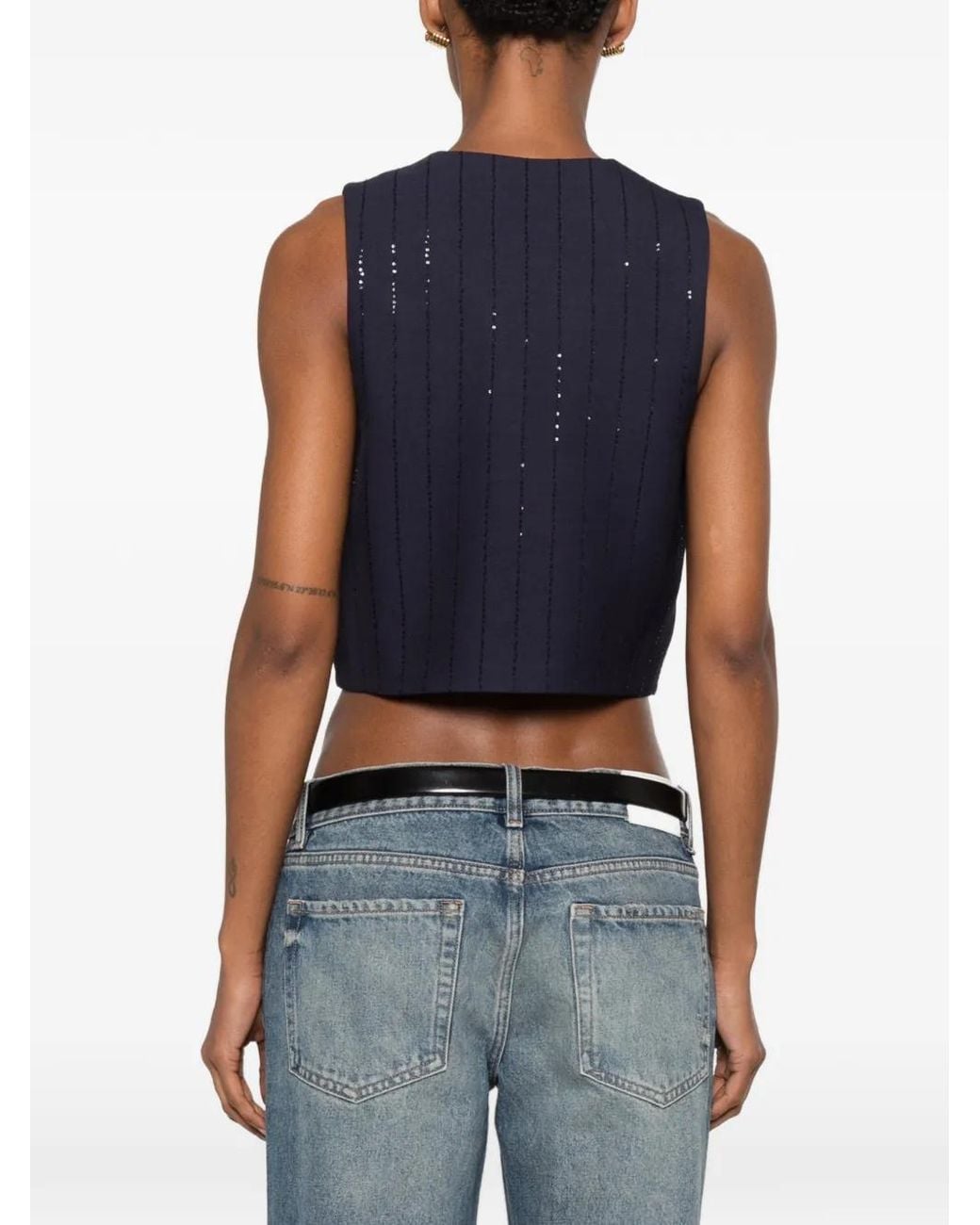 Sandro Blue Sequin-Embellished Waistcoat