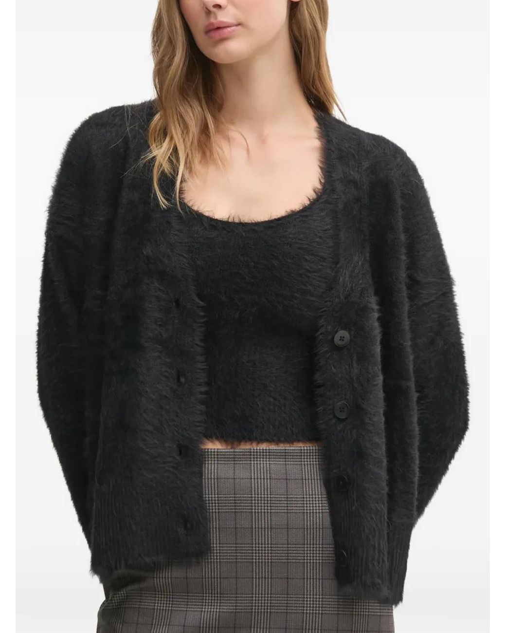 Sisley Black Cardigan À Col V