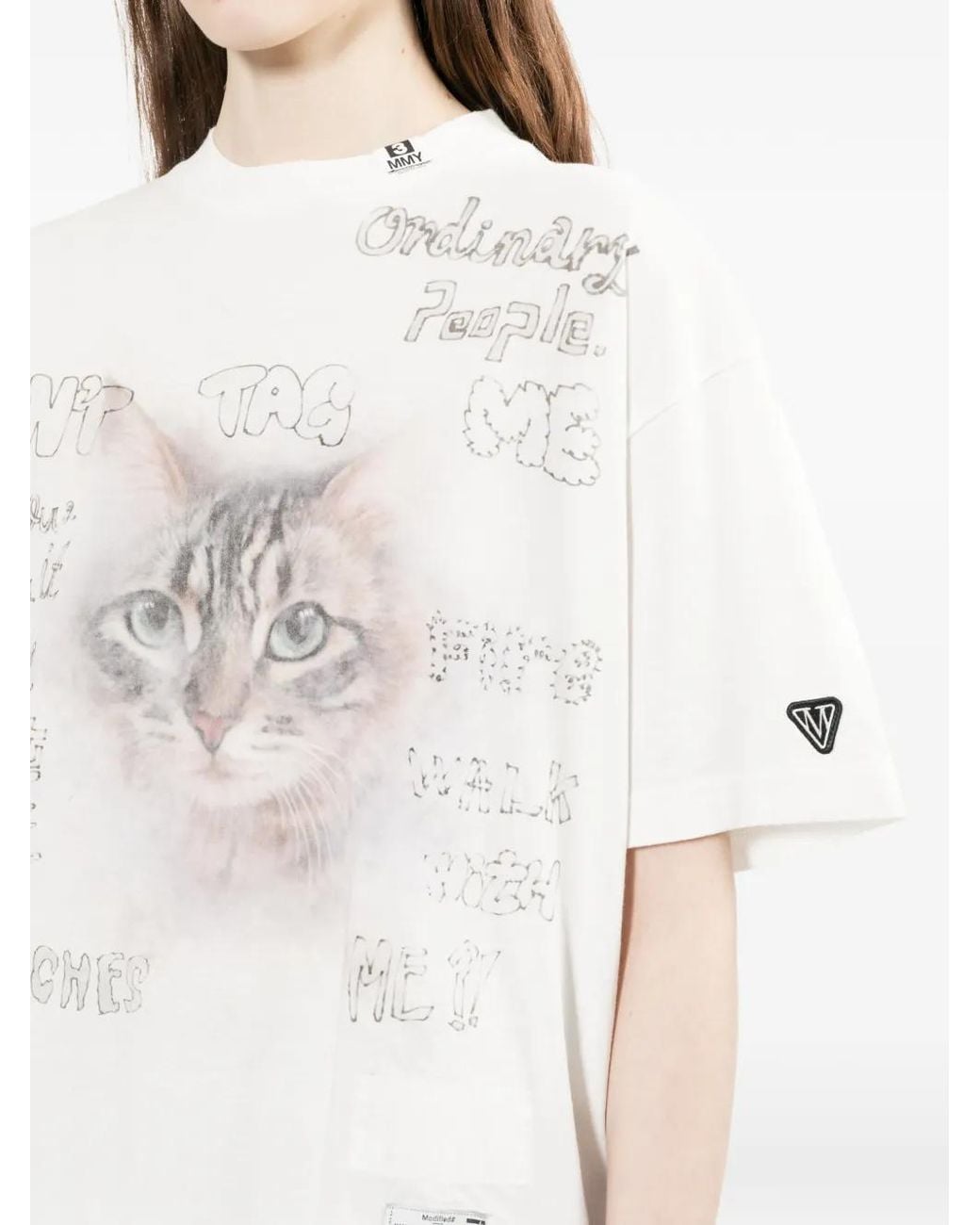 Maison Mihara Yasuhiro White Cat-Print T-Shirt