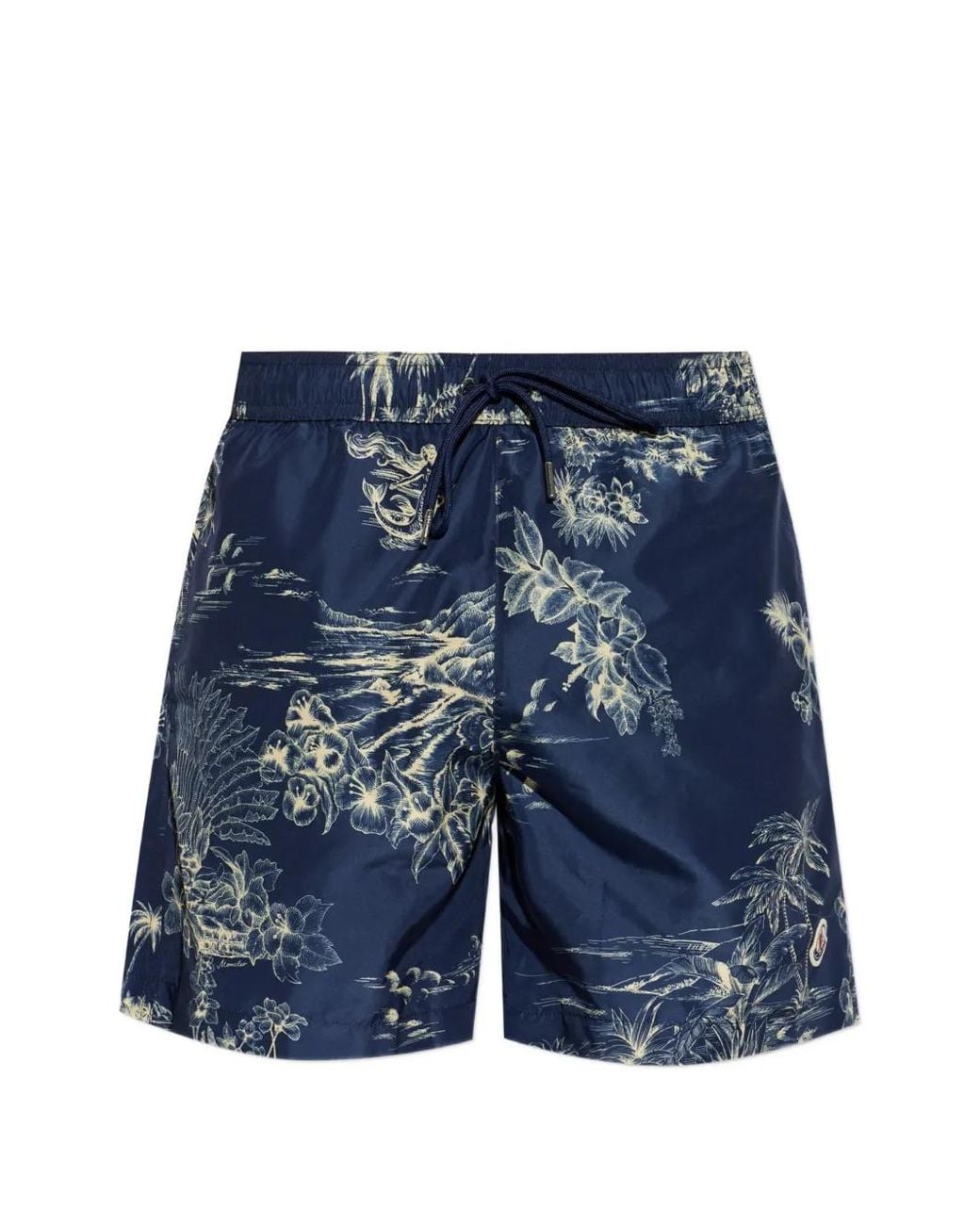 Moncler Blue Floral-Print Swim Shorts for men