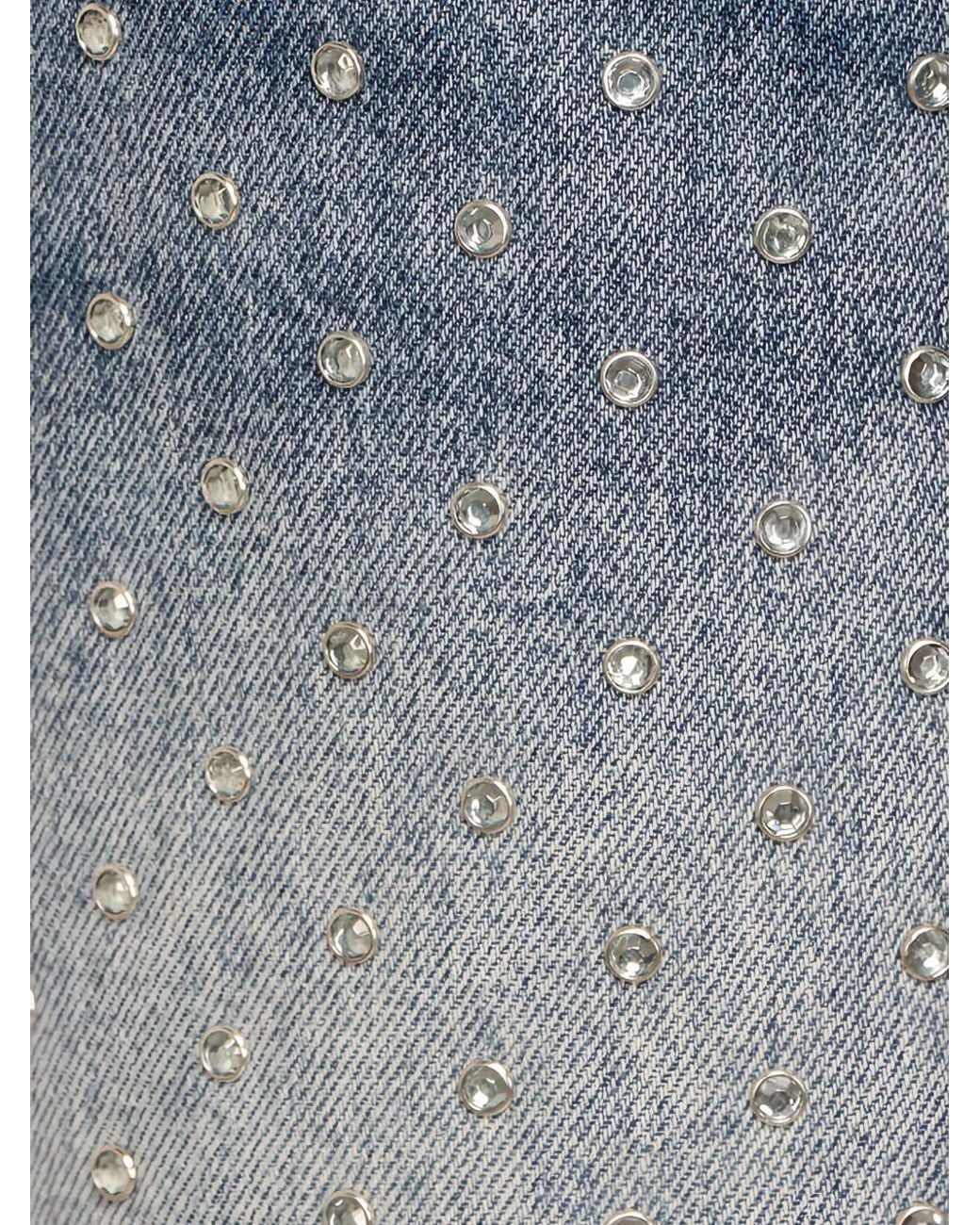 Monse Blue Crystal-Studs Embellished Jeans