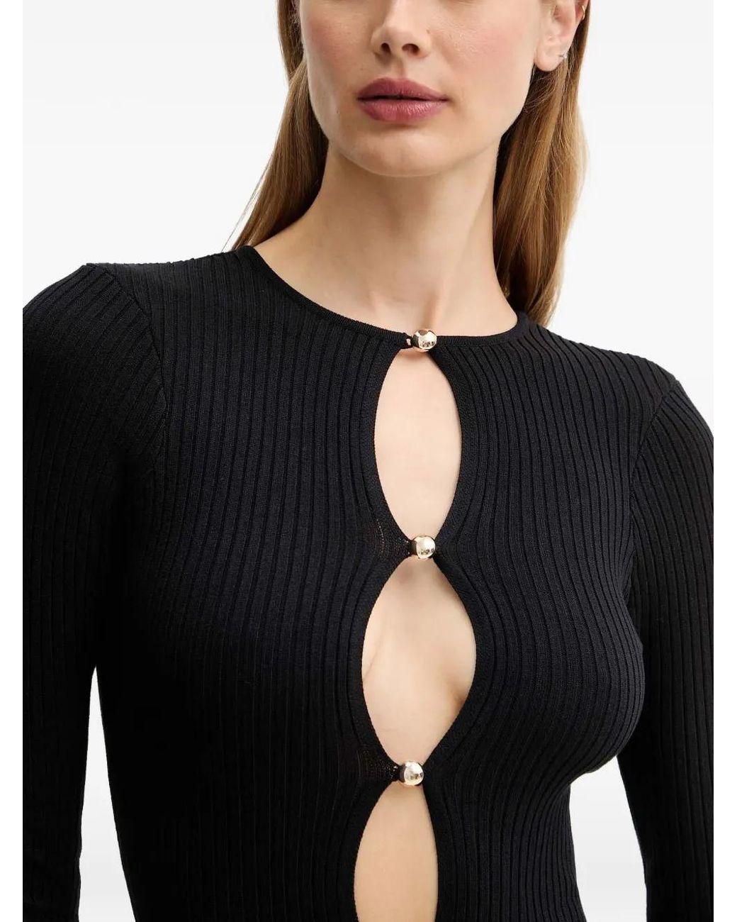 Bardot Black Nautico Cut-Out Ribbed Maxi Dress