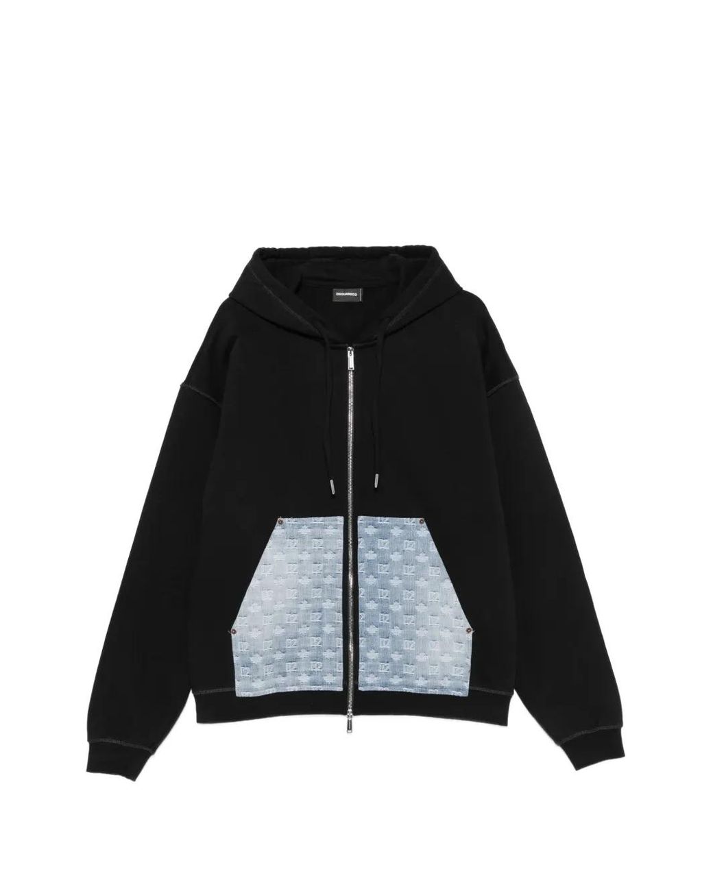 DSquared² Black Monogram-Pattern Hoodie for men