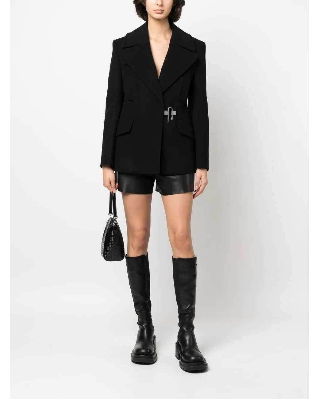 Givenchy Black U-Lock Wool Peacoat