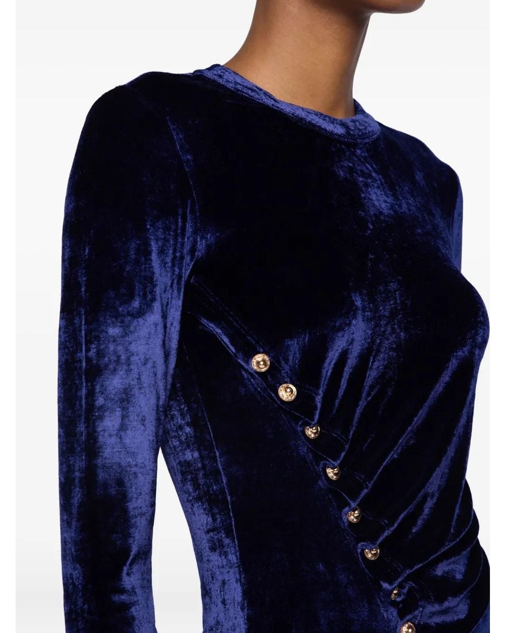 Rabanne Blue Draped Velvet Top