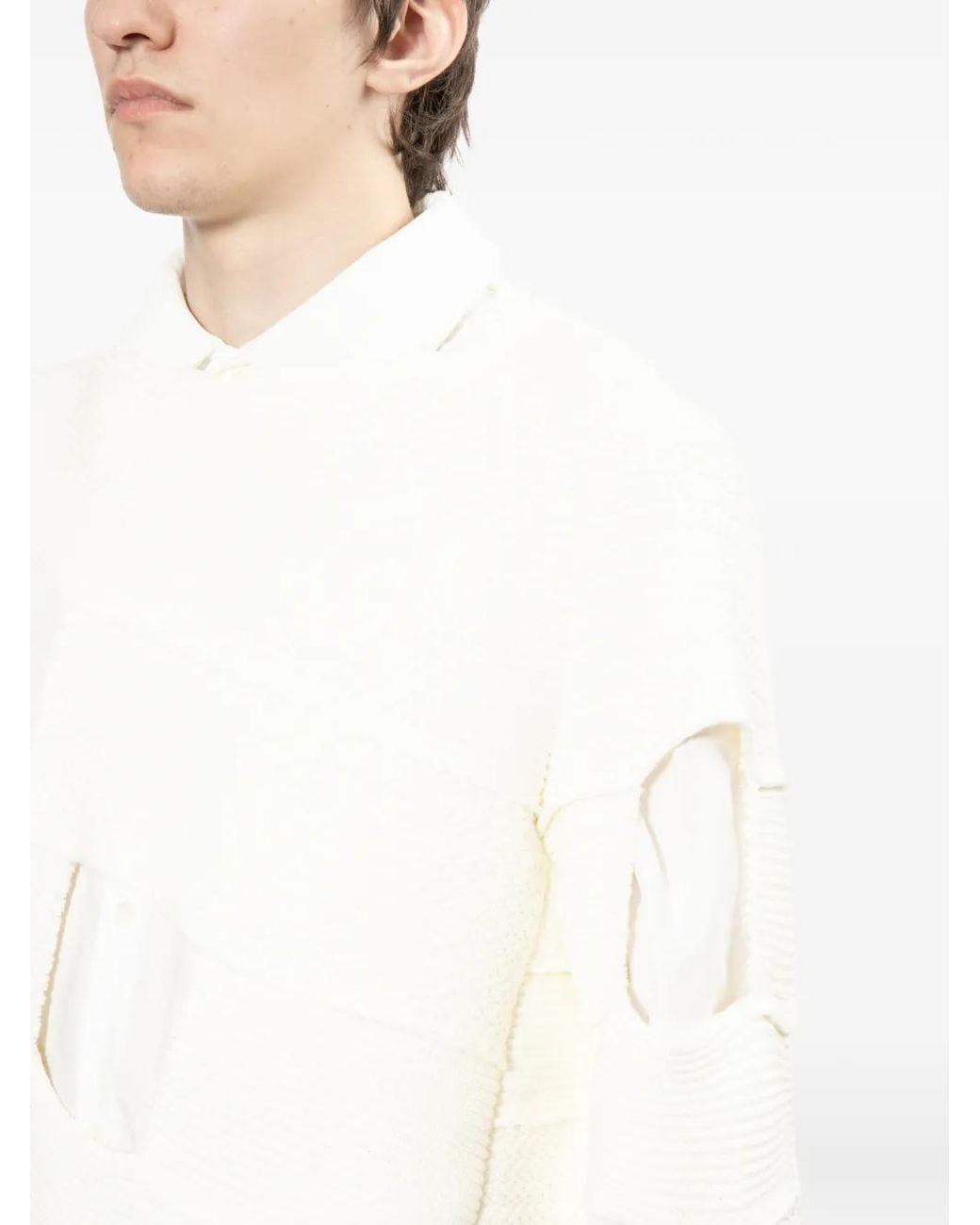 Comme des Garçons White Cut-Out Sweater for men