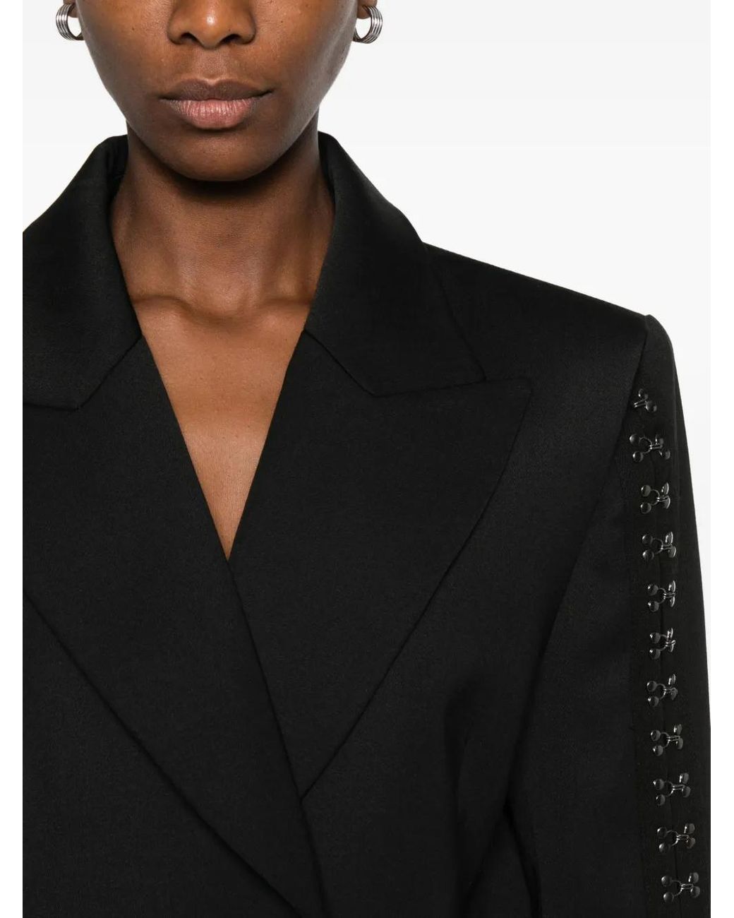 Nissa Black Embellished Double-Breasted Jacket