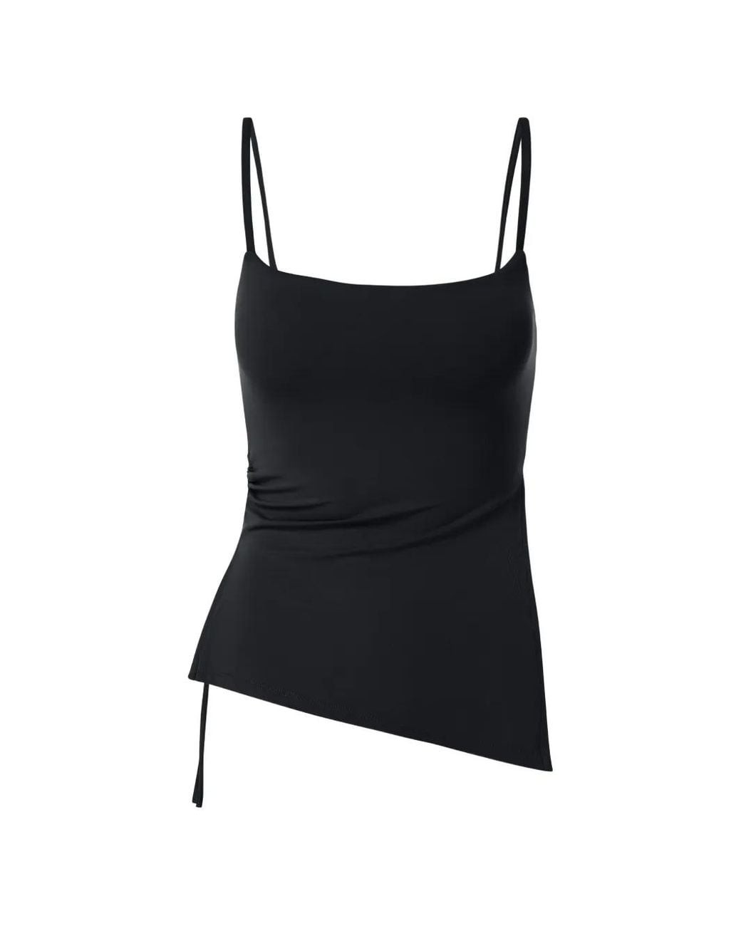 AMADAWEAR Black Mira Asymmetric Tank Top