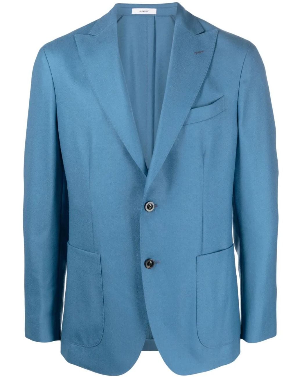 Boglioli Blue Single-Breasted Virgin-Wool Blazer for men