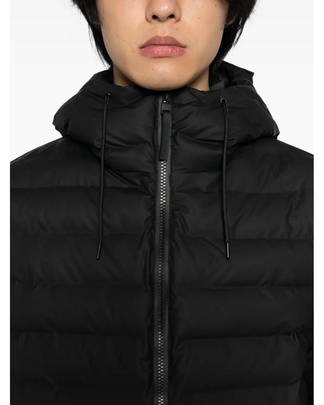 Rains Black Logo-Patch Jacket for men