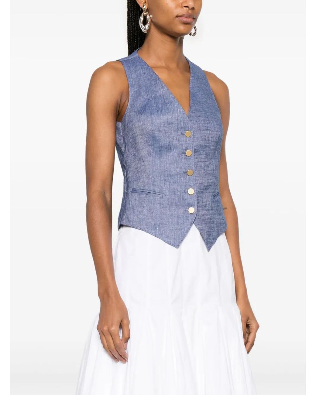 アウターその他 TAGLIATORE Woman Waistcoat Blue GISELLEH40017R B1106 Tagliatore Gaelle Waistcoat in Blue | Lyst