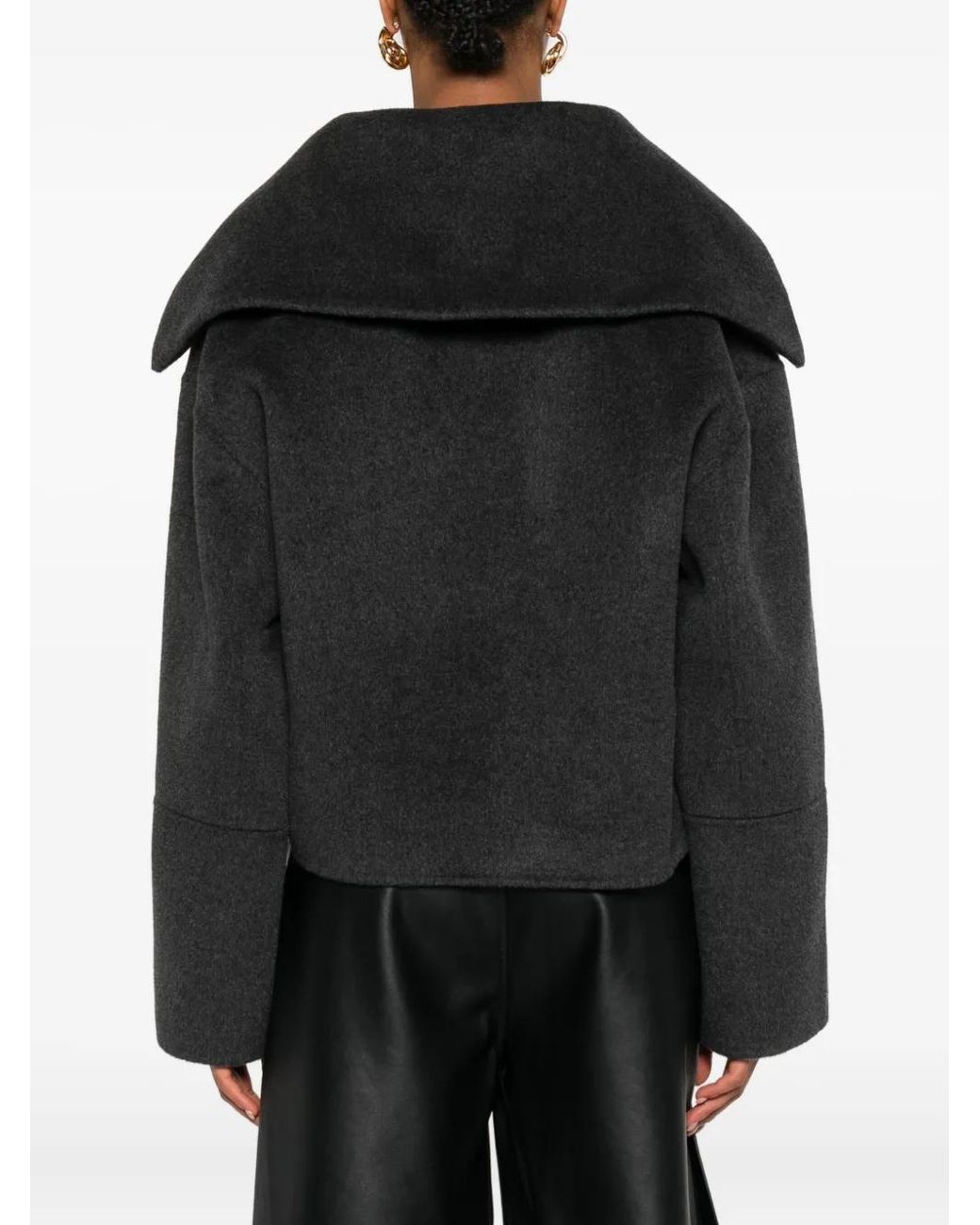 Nanushka Black Oversize-Collar Sweater