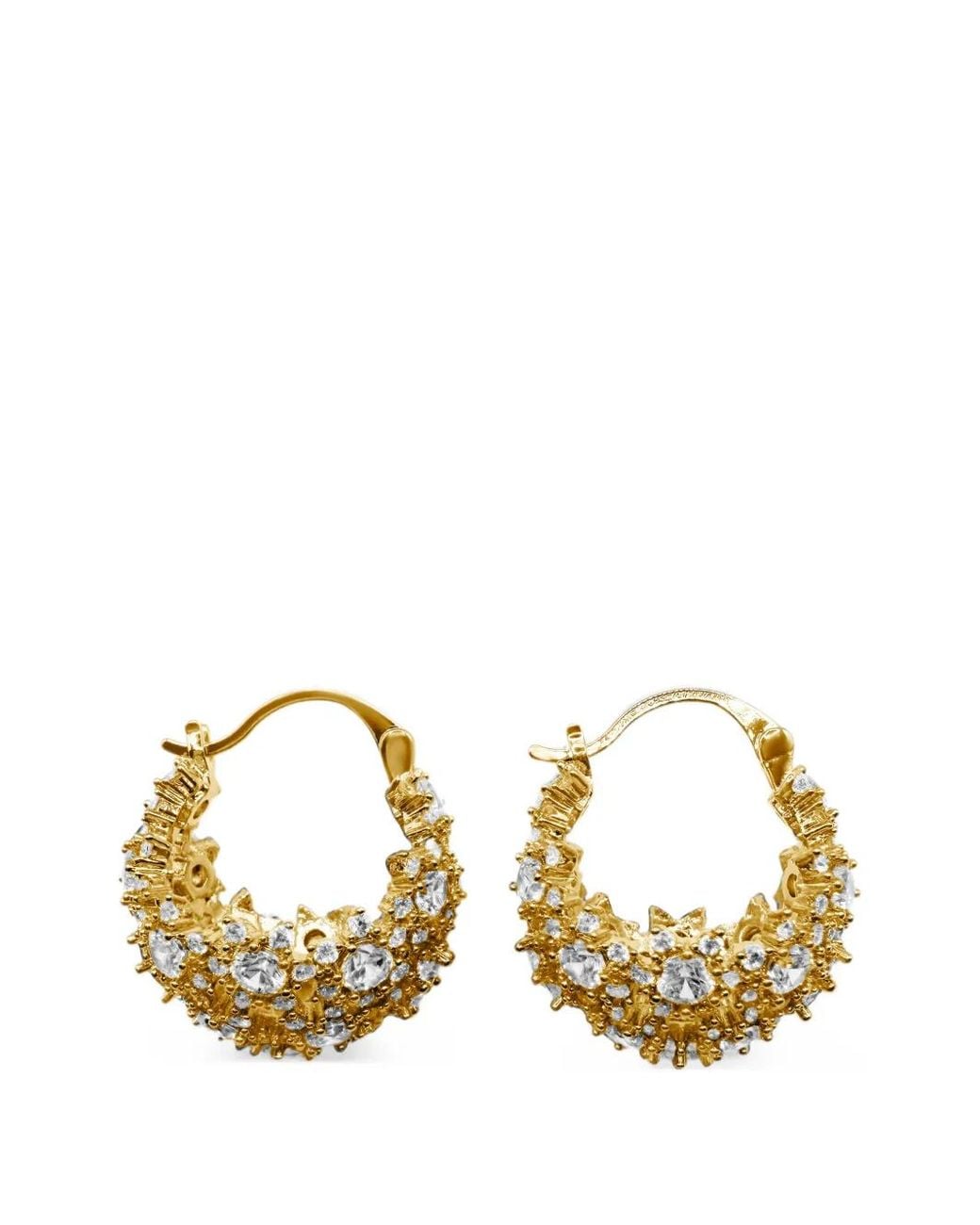 Hzmer Jewelry Metallic Dyuti Crystal-Embellished Hoop Earrings
