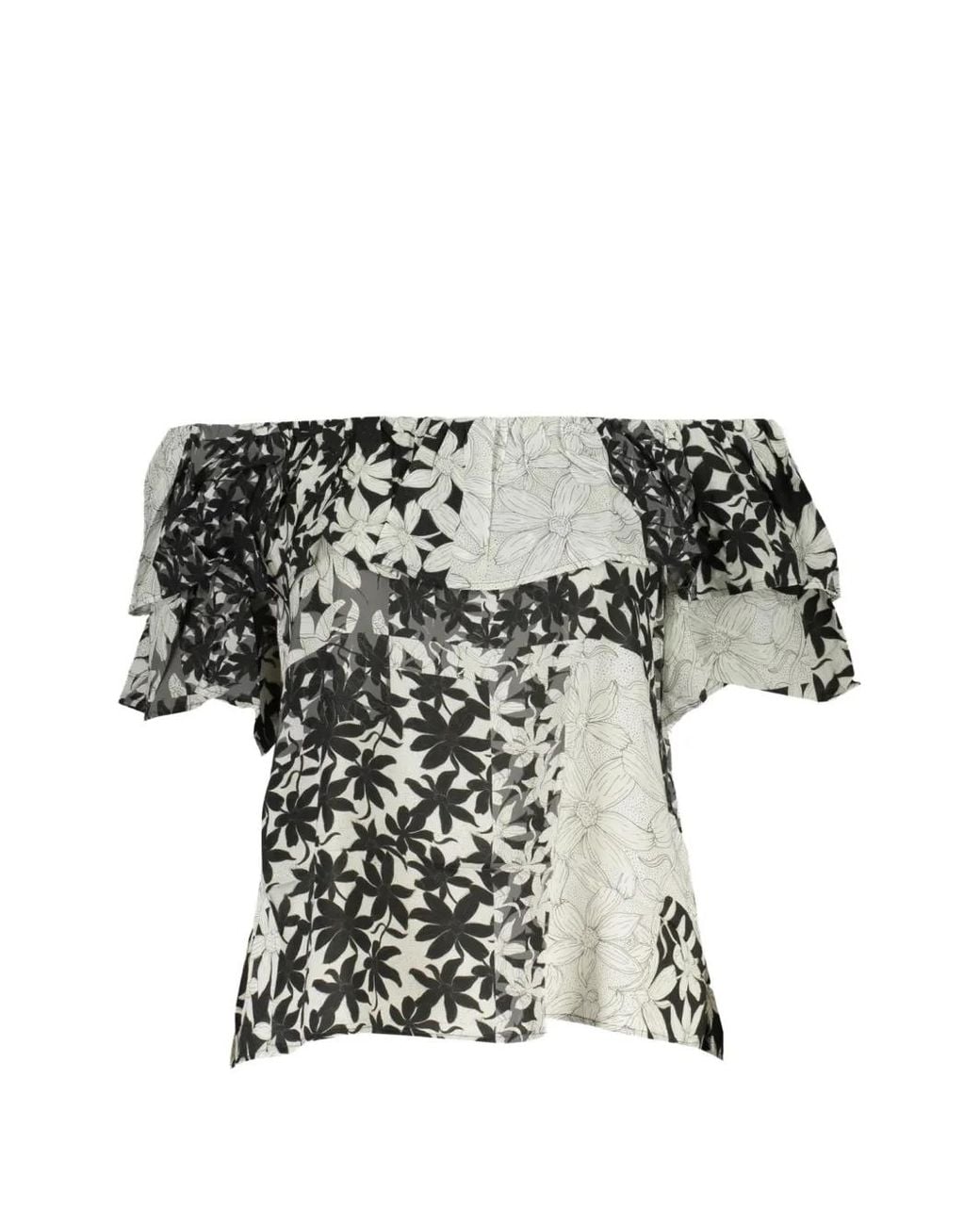 Desigual White Floral-Print Blouse