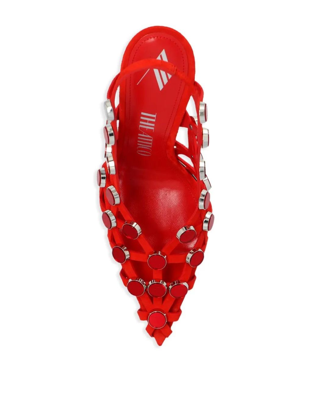 The Attico Red Grid 105Mm Leather Pumps