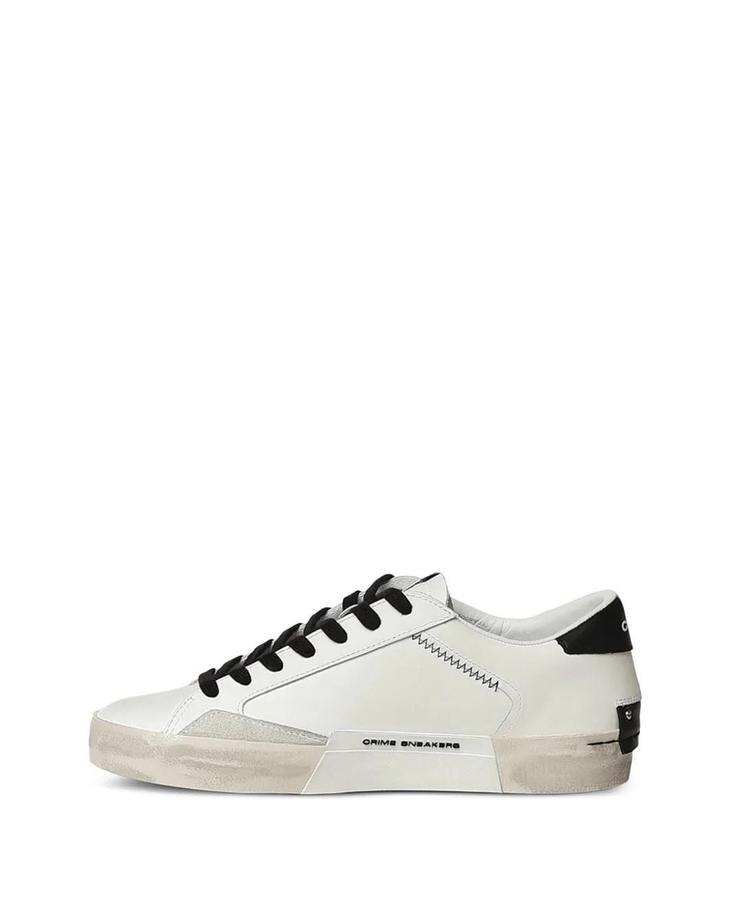 Crime London White Distressed Leather Sneakers for men