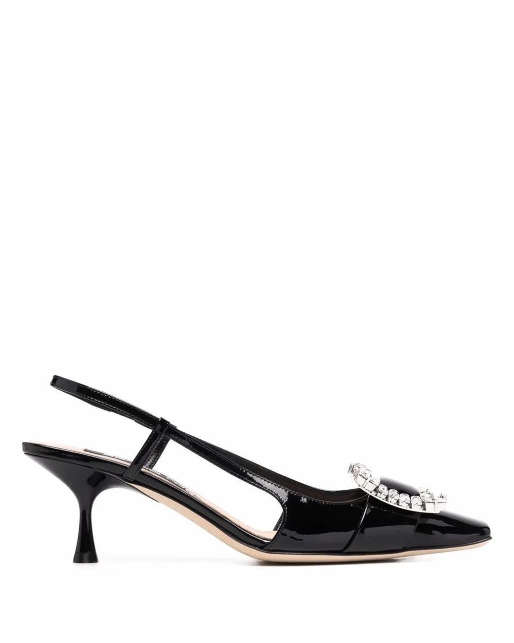 Sergio Rossi Black Embellished-Buckle Mules