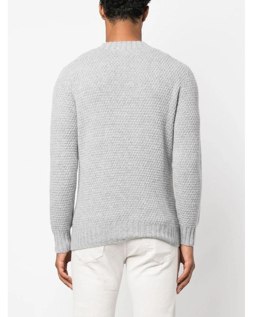 Drumohr Gray Cable-Knit Fitted Jumper for men