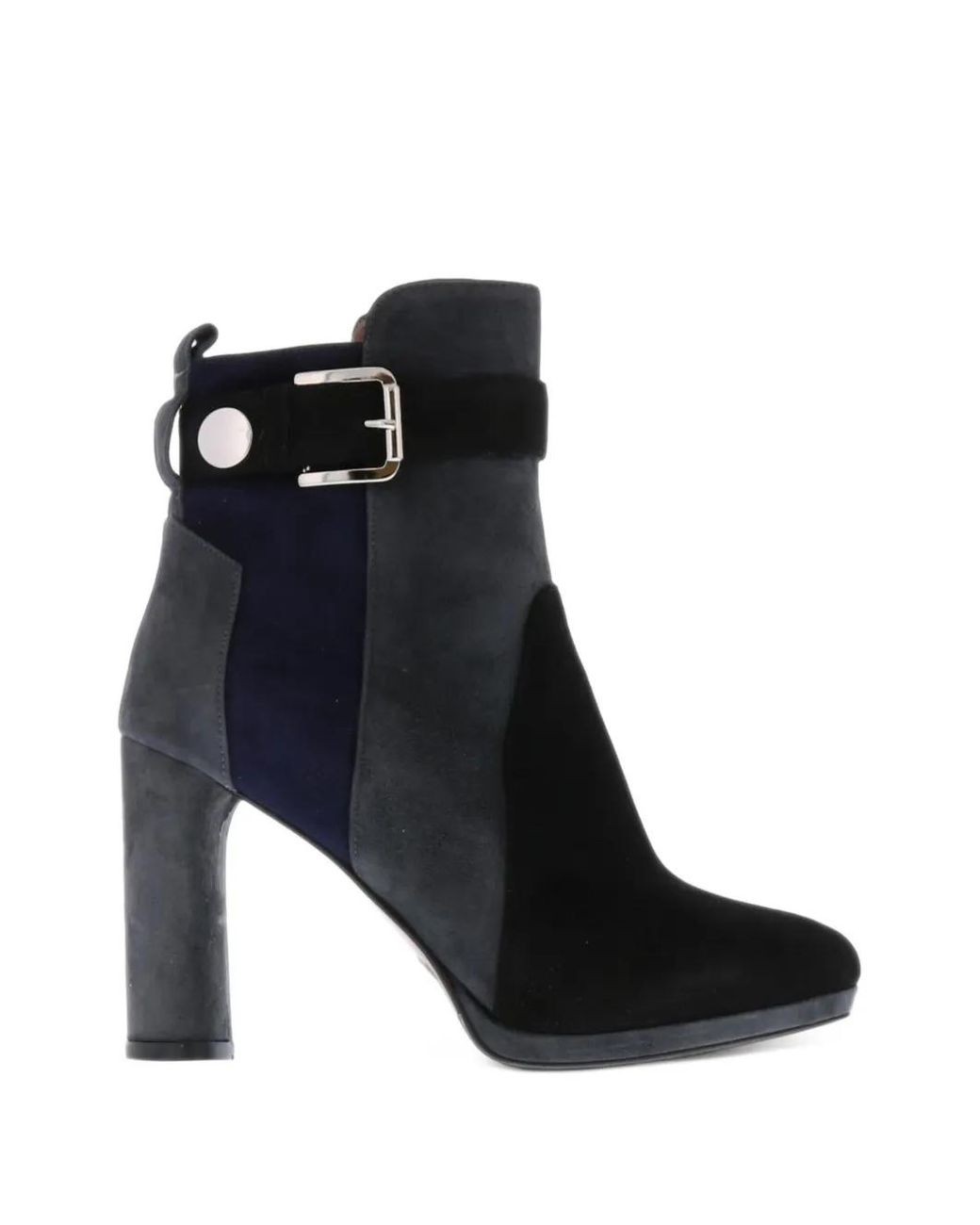 Albano Black Two-Tone Buckled Ankle Boots