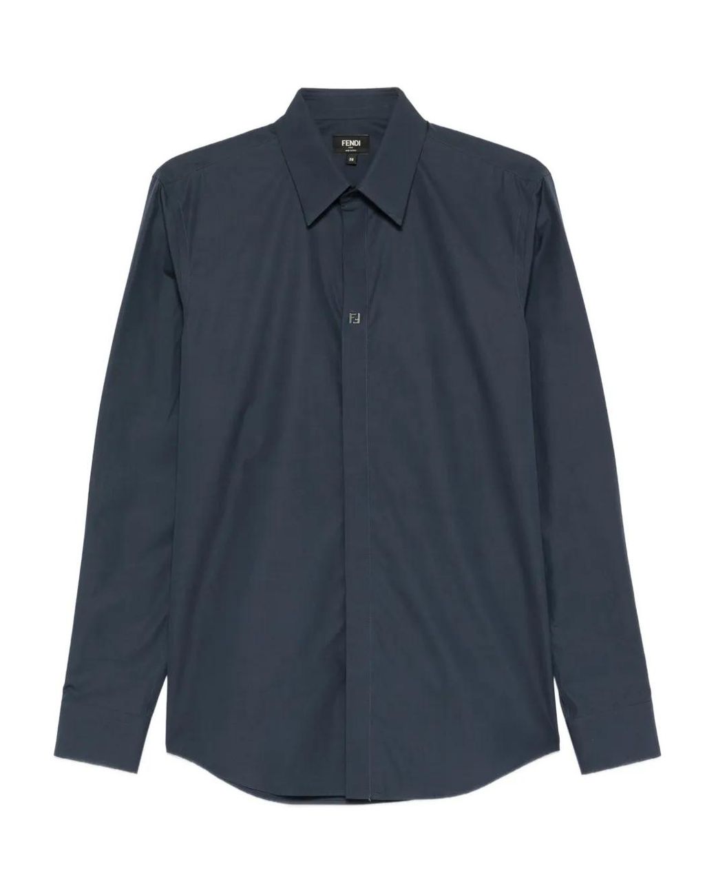 Fendi Blue Logo-Detail Shirt for men