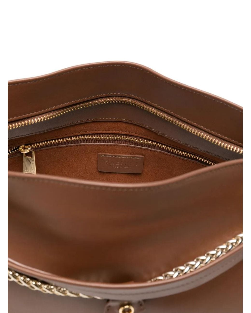 Orciani Brown Chain-Link Leather Tote Bag