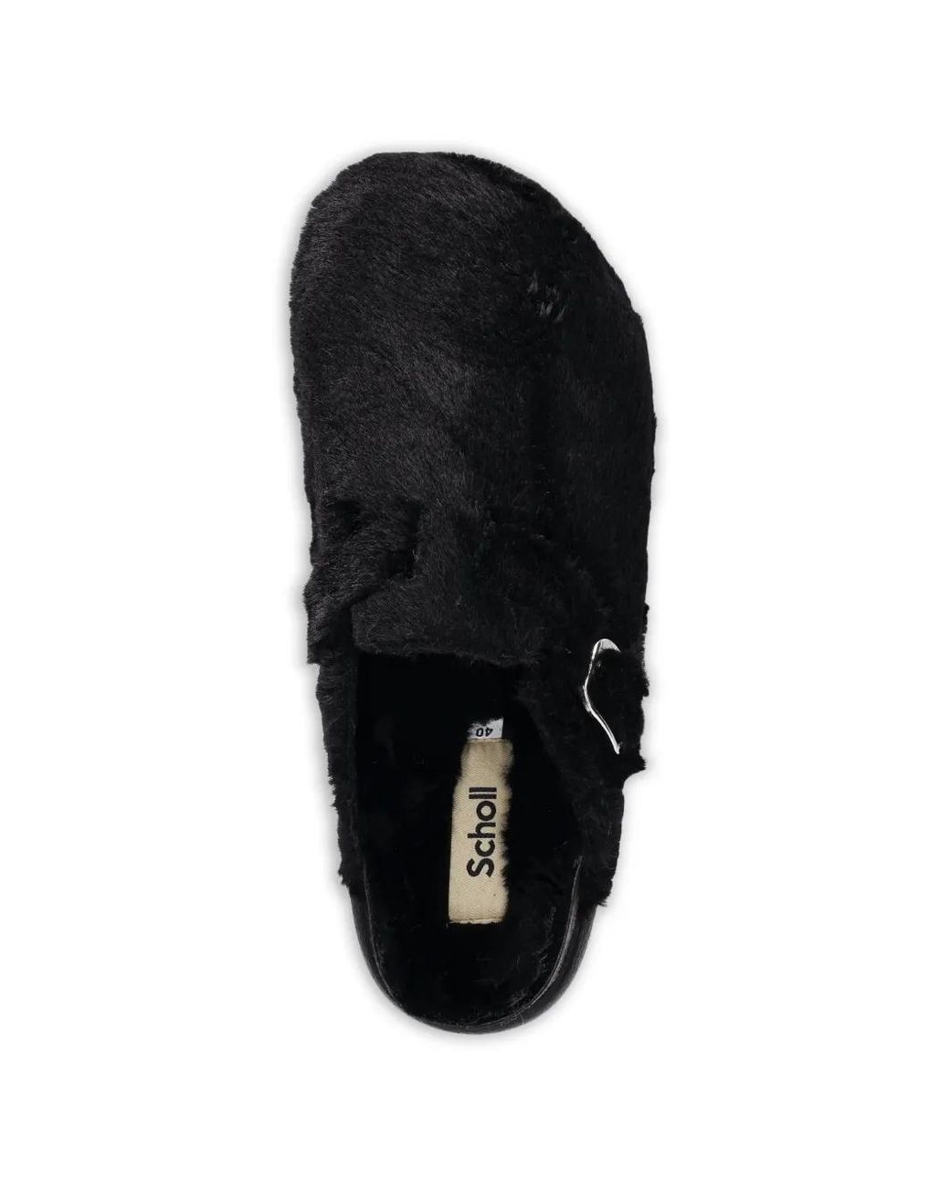 Scholl Black Buckle Detail Slippers