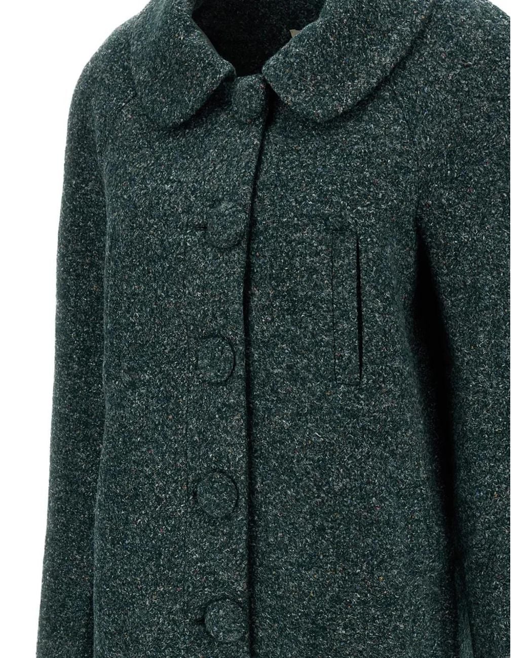 ShuShu/Tong Green Bouclé Single-Breasted Coat